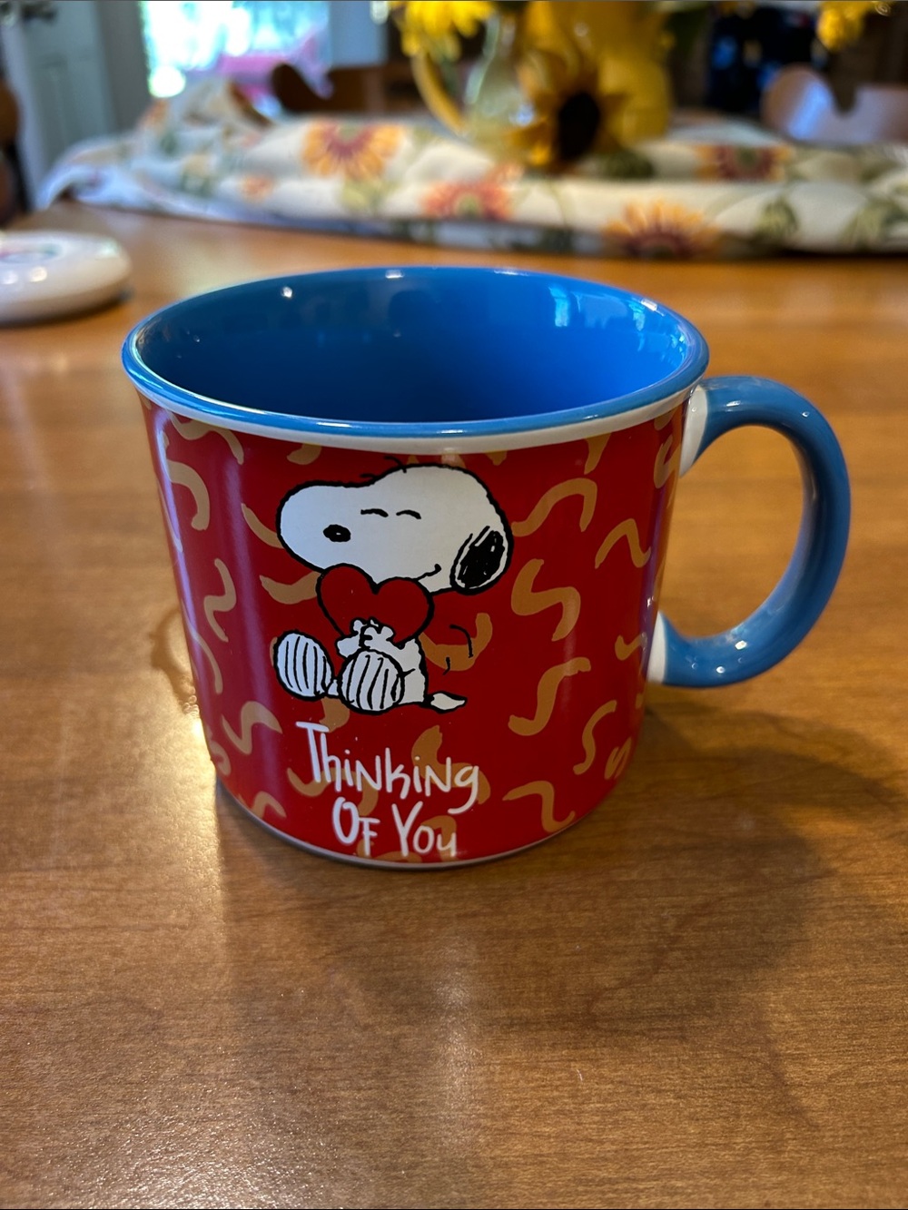 Peanuts Red and Blue Snoopy "Thinking of You" Mug
